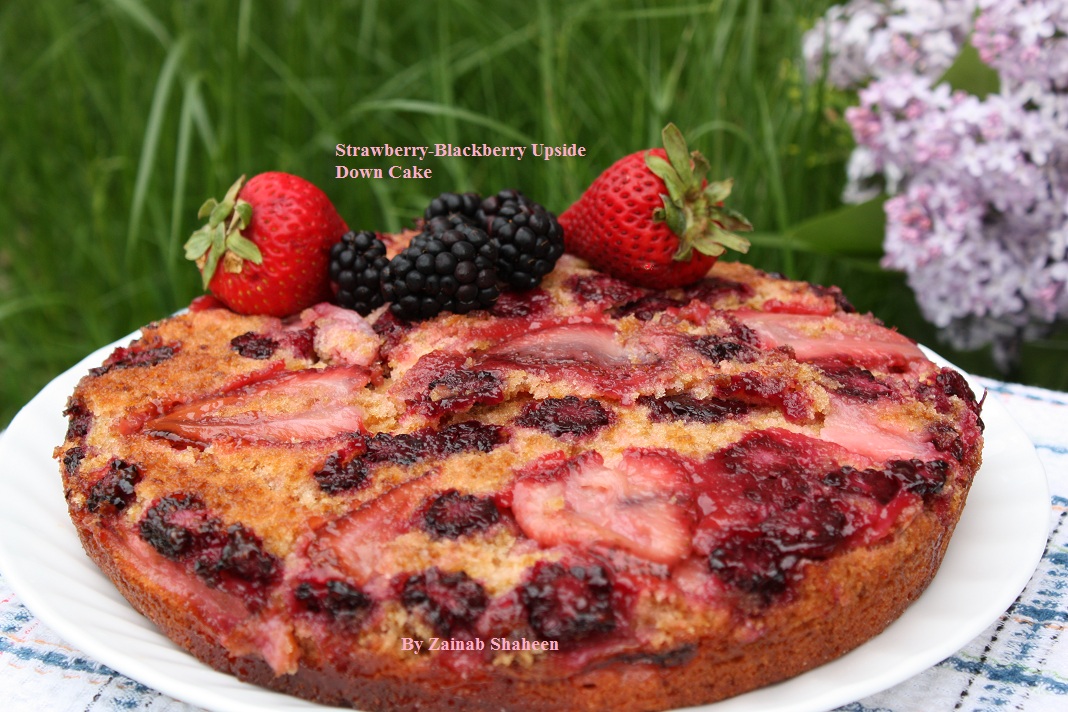 Strawberry Blackberry Upside Down Cake